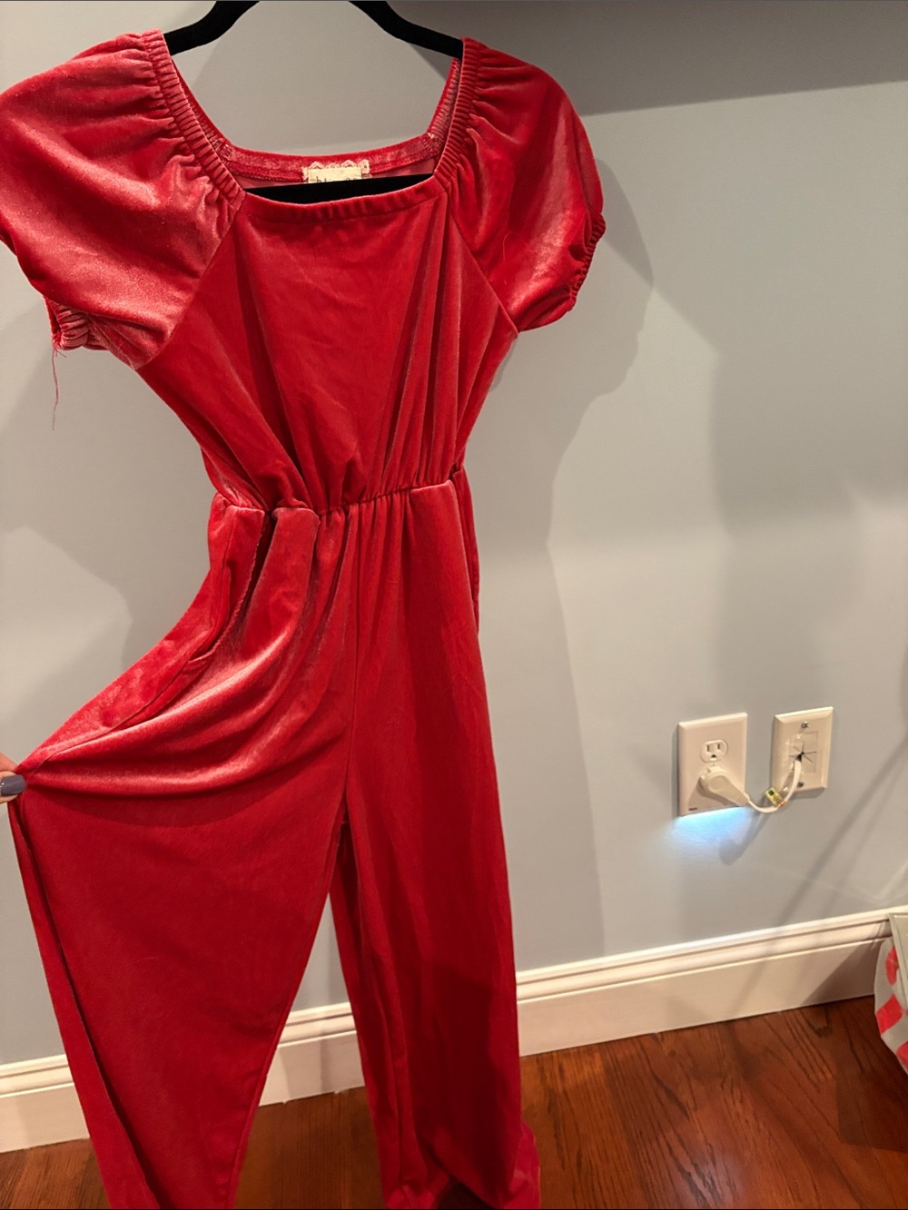 Red Velvet kids Jumpsuit - Elastic Waist, Short Sleeve